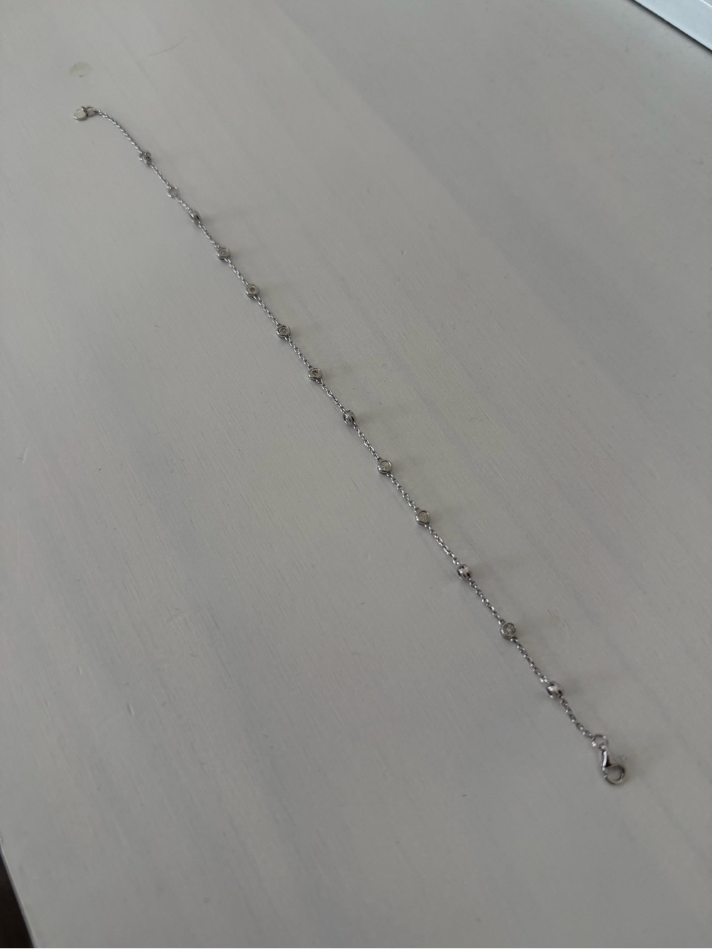MACY'S Diamond Bezel Chain Bracelet (1/10 ct. t.w.) in Sterling Silver